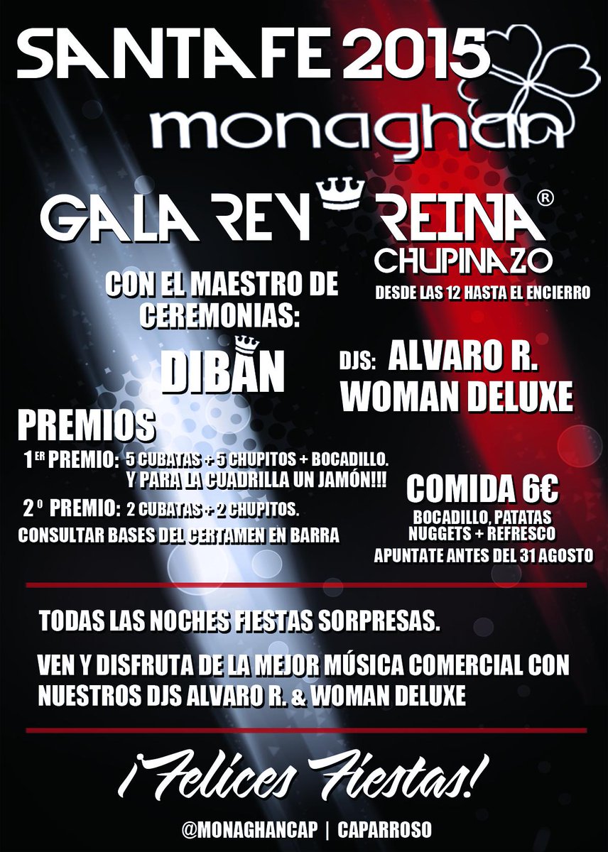 MonaghanCap's tweet photo. Ya tenemos el cartel de FIESTAS SANTA FE 2015!!! Ven y disfruta de la GALA REY Y REINA!!! http://t.co/EkEMUvx7Lz