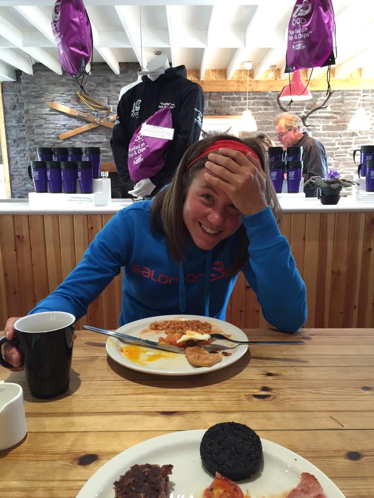 KenyonJames's tweet photo. @TinaEmelie might be a handy runner in the Scottish fells, but she's defeated by the breakfasts! Poor effort 😉 http://t.co/xTa4dn4gPV