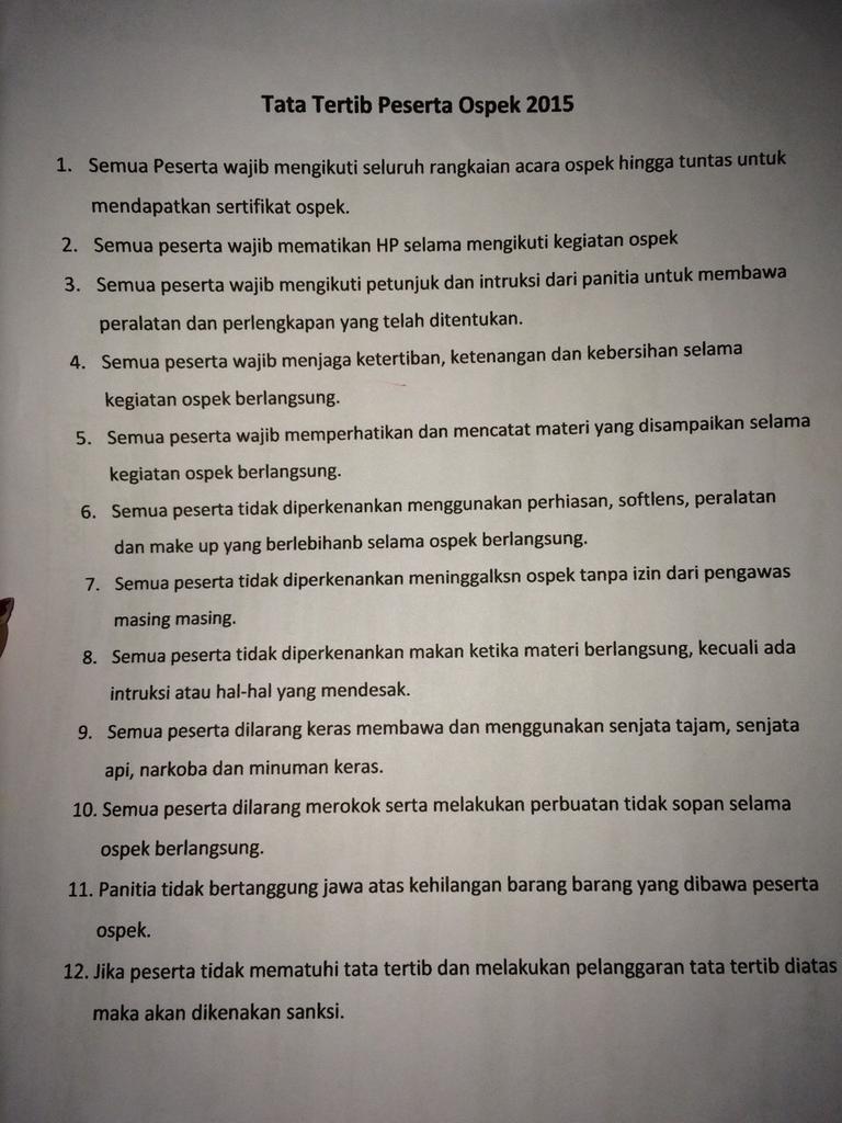 tata tertib Mahasisya Upanayana 2015-2016