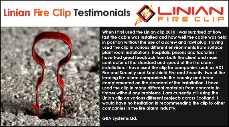 LINIANFireClip's tweet photo. #LinianFireClip #Testimonials #Happy #Customers #UK #Construction #CableClip #Safe #Fast #CostEffective http://t.co/1eL23CbNfG