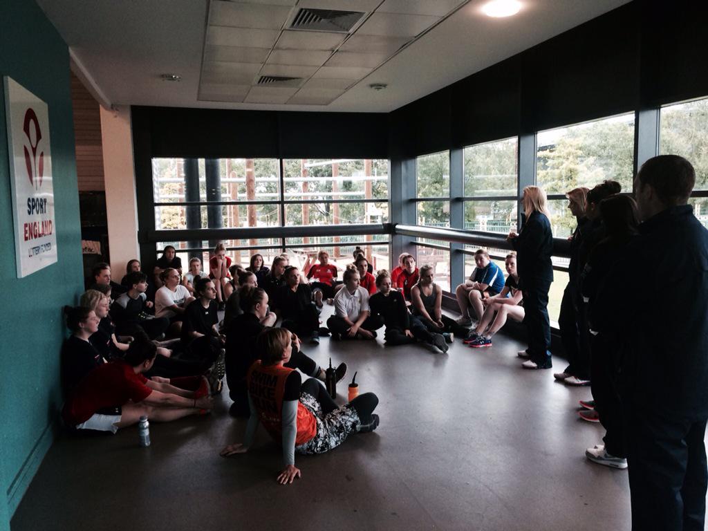 End of day wrap up, coach <a href="/chez_smith/">Cheryl Smith</a> briefing the players.