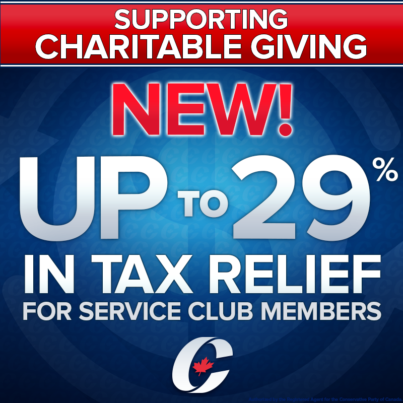stephenharper's tweet image. Pleased to announce tax relief for Canada's service club members. cpcp.cc/7qq5PD