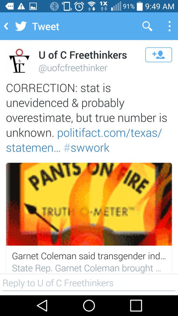 El_Cool_Arrow's tweet image. I questioned a dubious statistic from @uofcfreethinker and they blocked me.  Freethought indeed.  #swwork #ftbullies