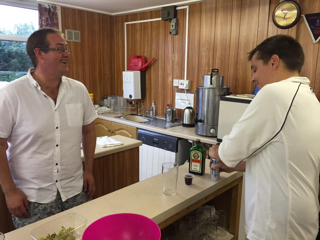 suffolkszene's tweet photo. @BadgersCC #renegades opening bowlers on #jaegerbombs as game is abandoned following their spells #thanksforcoming http://t.co/EqemQK3HcF