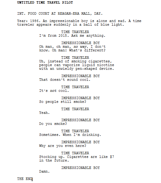 kalebhorton's tweet photo. Here's a page from my groundbreaking time-travel pilot. http://t.co/VvJRCvZaYY