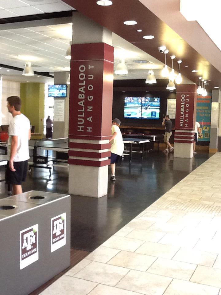 TAMUResLife's tweet photo. North side Residents, visit Hullabaloo Hangout for ping-pong, pool, and TVs! #MyResHall #Hullahome http://t.co/q04psscXMi