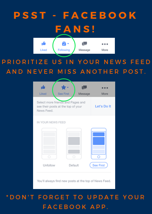 Are you a fan on Facebook? Prioritize us in your News Feed and stay in the know! on.fb.me/1J2X5cV