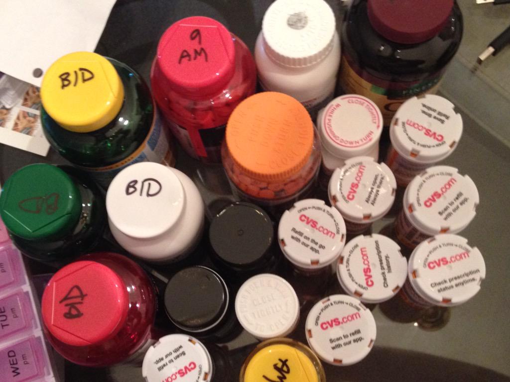 carriedenny's tweet photo. Every Sunday afternoon, I sort my meds. Tell me again how #ThyroidCancer is the "good" cancer... #thereisNOgoodcancer http://t.co/YM5g39MU3r