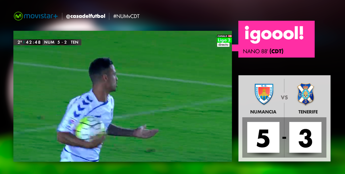 MPlusDeportes's tweet photo. El Tenerife se revuelve. Nano anota a dos minutos para los 90. #NUMvCDT http://t.co/N11Lx9Z0kk