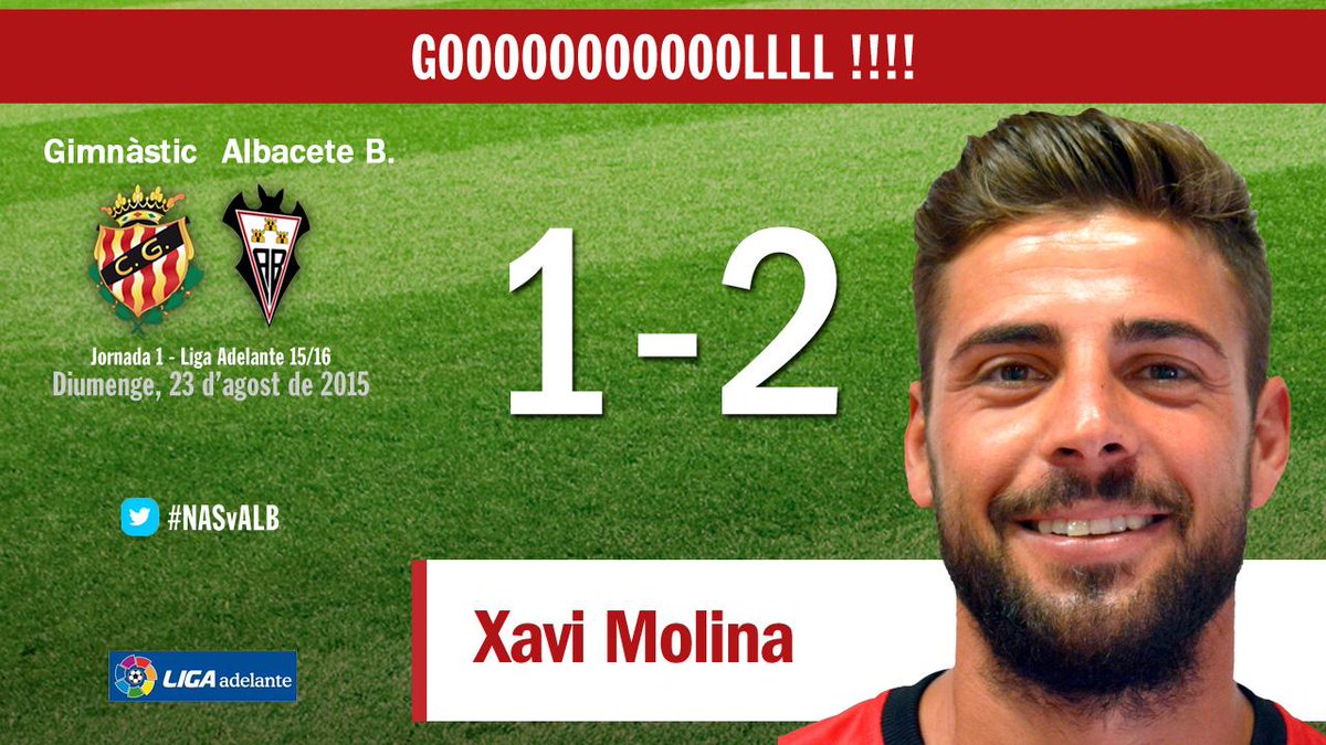 NASTICTARRAGONA's tweet photo. Minut 87. Goooooolll del Nàstic!!! Rematada de cap de Xavi Molina. 1-2 #NASvALB #nasticlive http://t.co/IrbXBl8tNl
