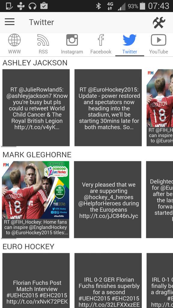 Make sure you download field hockey feed to keep up to date with the #EuroHockey2015 and your favourite players