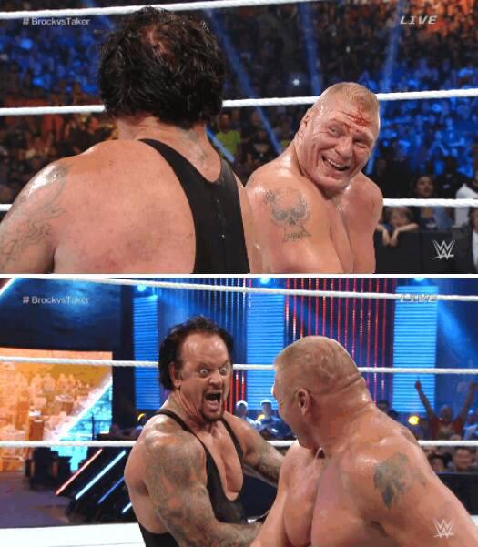 Nv2187's tweet photo. Moment of the night. #BrockVsTaker #SummerSlam #TakerFace http://t.co/DjqO6WPE2X