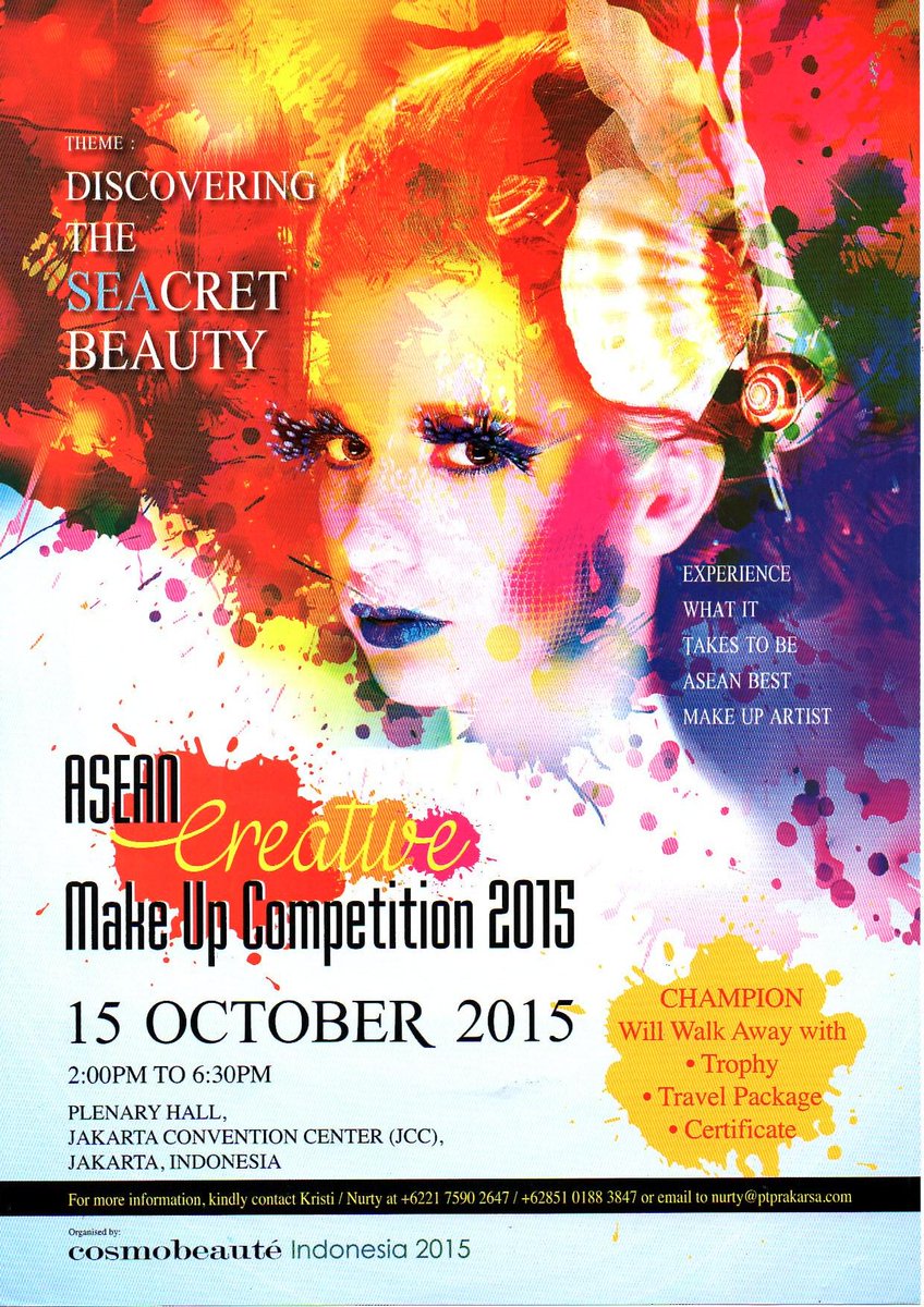 Bantu share ya #Cosmobeaute tgl 15-17 Okt 2015 di JCC. Pkl 02.00-06.30pm. Ada kompetisi make up-nya jg loh, dateng yu