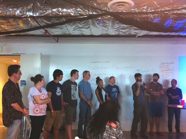 Hooray 1st Place #WaterHack winner "What-A-Meter" using <a href="/Intel/">Intel</a> Edison. <a href="/SForceBeWithYou/">Nate Pepper</a> #IntelMaker <a href="/_rhubarbstudios/">rhubarb studios</a>