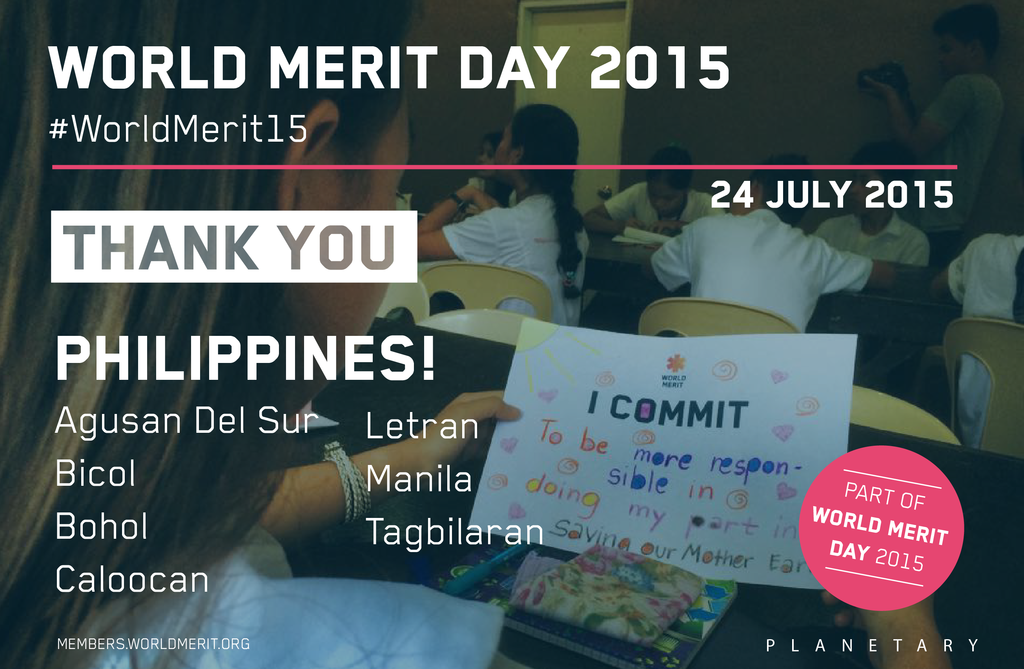 WorldMeritOrg's tweet image. THANK YOU, PHILIPPINES!
For being part of the wave of change that was #WorldMerit15!

Let's #JoinMerit &amp;amp; CELEBRATE!