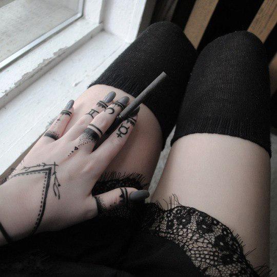 Goth nails  Hand and finger tattoos Sharpie tattoos Grunge tattoo