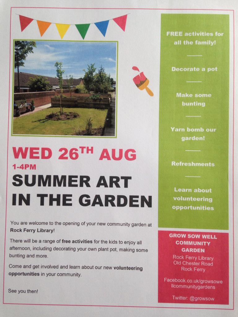 GrowSow's tweet photo. Join us for the launch of the Grow Sow Well Community Garden 1-4 this Wednesday. Free art activities for everyone! http://t.co/R1OkueZEAp