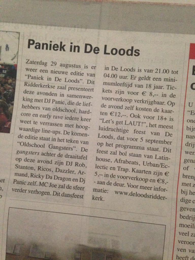 We staan in de krant! 😝📰🎉 <a href="/DJRobDJ/">DJ Rob</a> <a href="/djstantonnl/">robert steenbeek</a> <a href="/Dazzlerdj/">Michael Kramer</a> <a href="/del00ds/">De Loods</a> @Dj_Ricos <a href="/mcjoe72/">McJoe</a> <a href="/OSGangster/">Oldschool Gangsters</a> #paniekindeloods