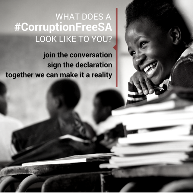 TogetherSA's tweet photo. What does a #CorruptionFreeSA look like to you?
Join the conversation. Sign the declaration - http://t.co/XoBE9Pf4k8 http://t.co/0Q5Fsh5S9w