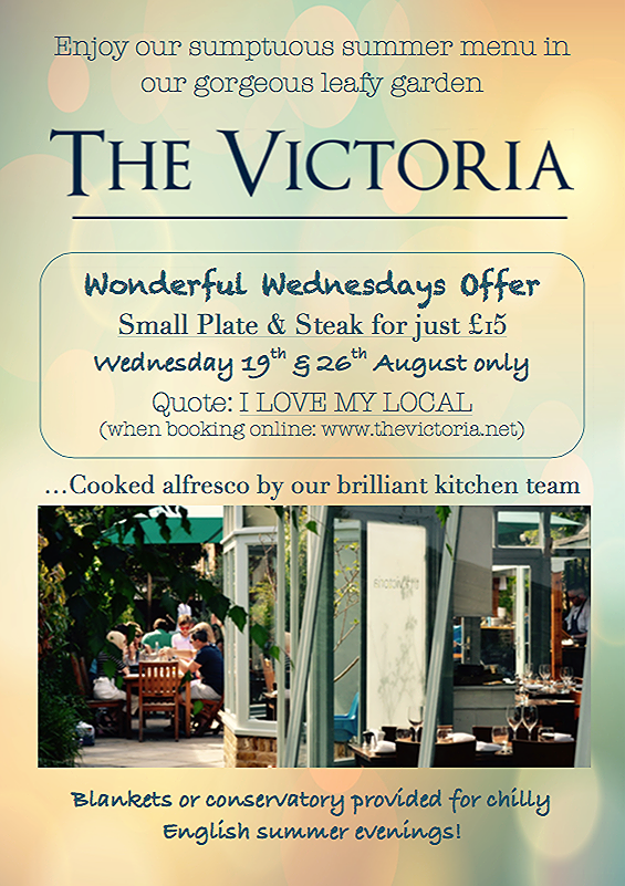 EastSheenVlg's tweet photo. Small plate &amp; steak for just £15 this Wednesday @TheVictoria_Pub with  code, book online! #food #london http://t.co/jzbGB6Jvi1