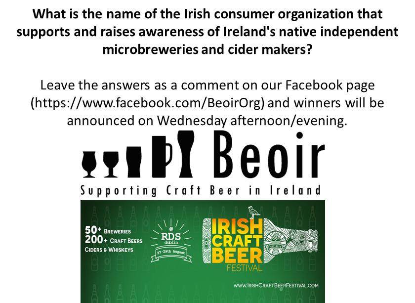 BeoirOrg's tweet image. Beoir has two tickets to give away for @IrishBeerFest. For a chance to win answer the simple question below.