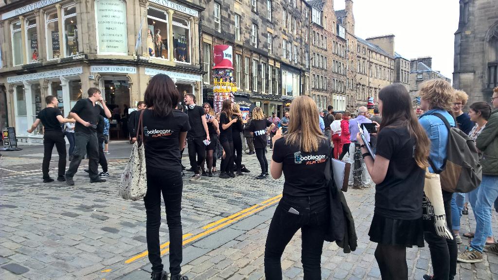 Prestontales's tweet photo. Welcome Sophie, Anita &amp; Natalie to @BootleggerTV crew. Out &amp; abt this am shooting 'making of Bootlegger' @edfringe http://t.co/orDtFyxaiR