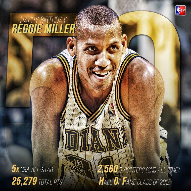 NBATV: Happy 50th Birthday to ReggieMillerTNT! Tune to NBA TV all day for a Reggie Miller marathon. 