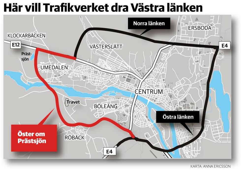 VästerbottensKuriren on Twitter: "KLART: Här dras västra länken i Umeå