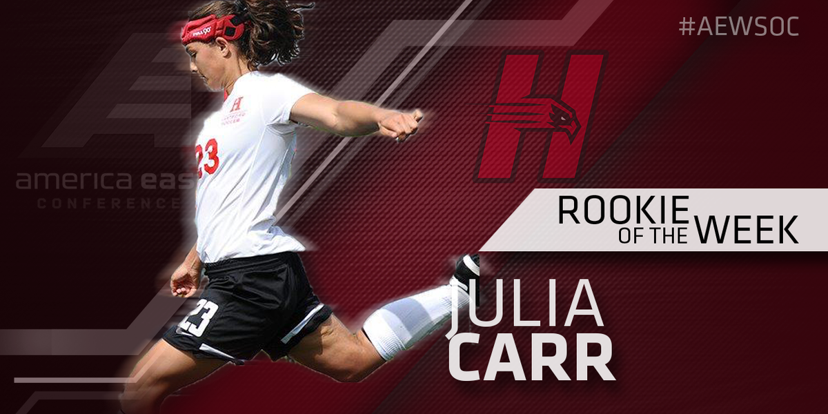 AmericaEast's tweet photo. WSOC: @HartfordWSOC’s Julia Carr named #AEWSOC Rookie of the Week http://t.co/jL9hbR7BhT