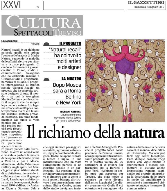 NaturalRecall's tweet image. The newspaper #Gazzettino di #Treviso talks about #NaturalRecall, #EXHIBITheApp &amp;amp; the incoming #exhibition in #Rome