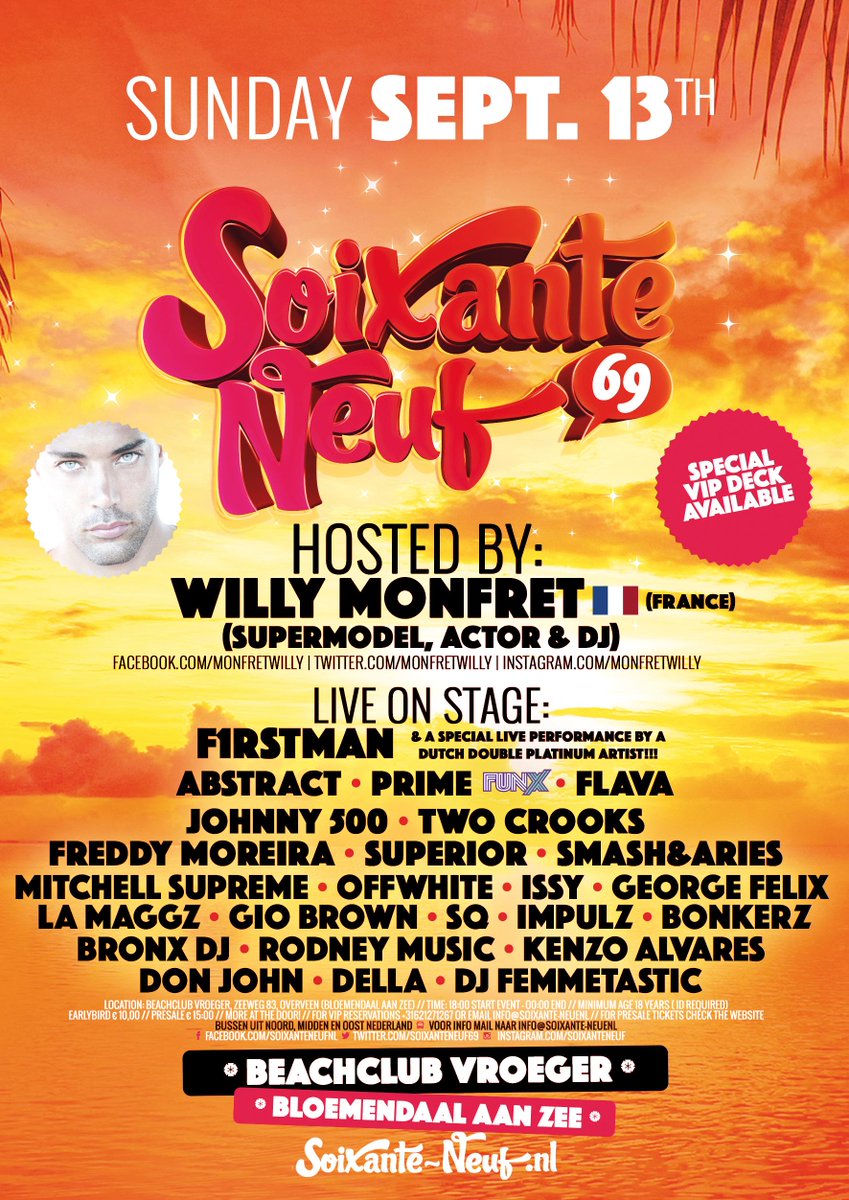 SOIXANTE NEUF heeft als doel om het strand van BLOEMENDAAL op zijn kop te zetten: tinyurl.com/69BCVROEGER TICKETS NOW!