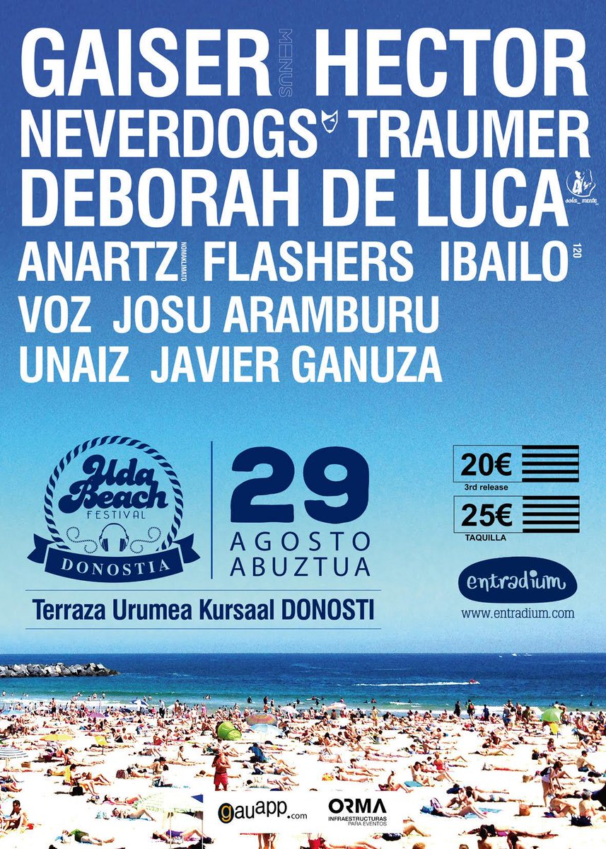 El sábado volvemos a llenar la ciudad de música electrónica <a href="/DSS2016/">Donostia 2016</a> <a href="/donostiakultura/">Donostia Kultura</a> <a href="/diariovasco/">El Diario Vasco</a>  #udabeach2015