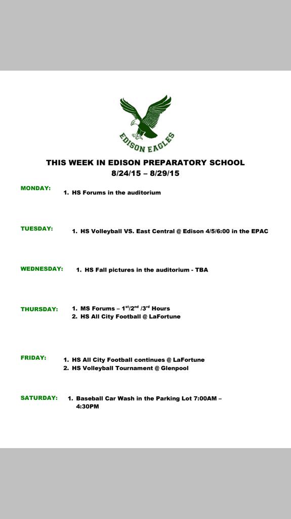 THIS WEEK IN EDISON PREPARATORY!