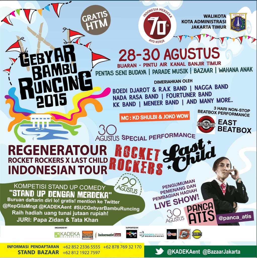 KADEKAent's tweet photo. @Kabar_Jakarta @kabarJaktim Jakarta Timur meriah..!!! GEBYAR BAMBU RUNCING, 28-30 Agustus'15 Kanal Banjir Timur http://t.co/59sqPQkPC3