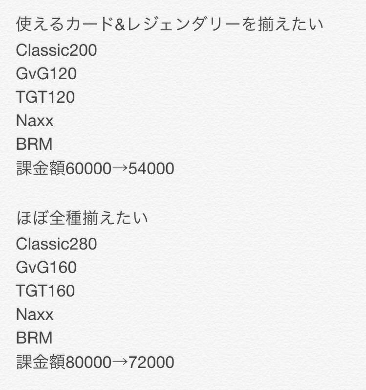 皐月 個人的hearthstoneのオススメ課金の仕方と課金額推定 多分こんな感じだと思われ ちなみに2枚持ってるカードがゴールデンできたらダストにしないと追いつかないと思います Hearthstone ハースストーン Http T Co P5rgozizwe