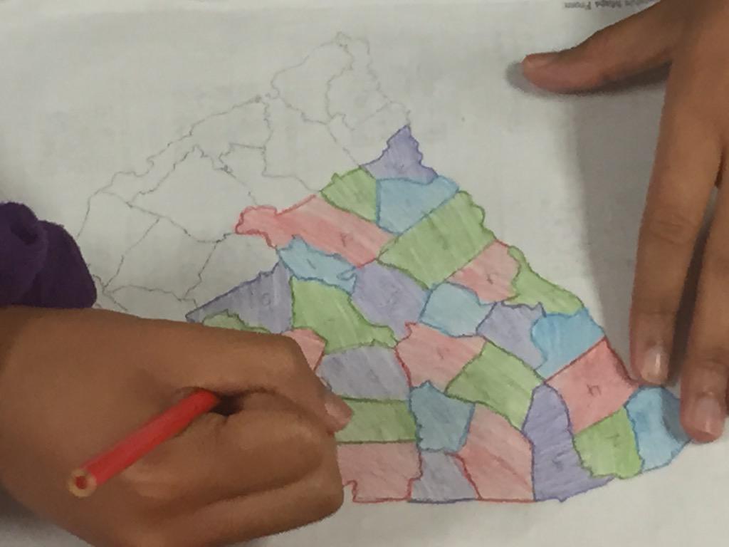 FishSCHistory's tweet image. Jordin &amp;amp; Briana apply 4 color theorem to an SC map. Integrating math with Social Studies. #LMSLEAP #richlandTwo