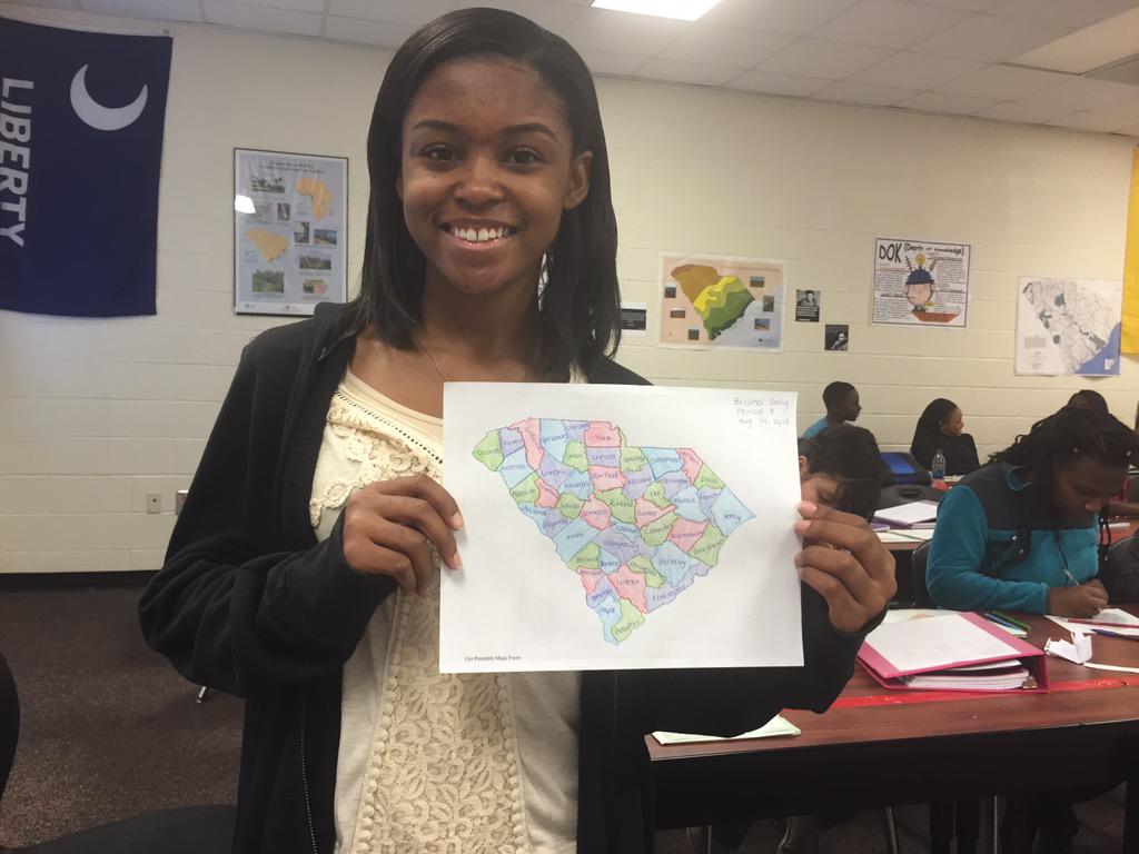 FishSCHistory's tweet image. Jordin &amp;amp; Briana apply 4 color theorem to an SC map. Integrating math with Social Studies. #LMSLEAP #richlandTwo
