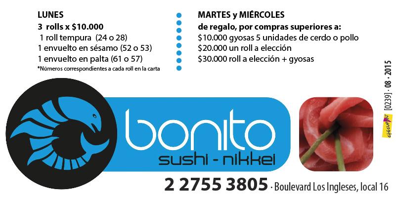 chicupon's tweet image. BONITO SUSHI, descuentos lun-mar-mie