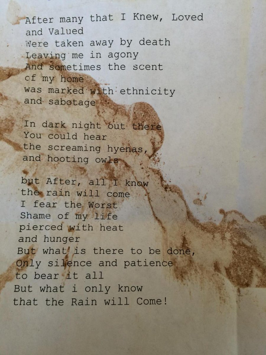 Michael_Littig's tweet photo. Poem by Ojullu Opiew.  Member of @DadaabProject #refugees #poetry http://t.co/kYFbVcuFMM
