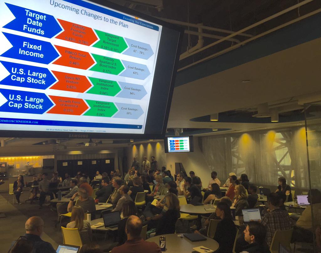 barneyh's tweet photo. Great turn out at session to roll out @Orbitz 401k fund lineup changes, bringing down participant expenses 63-94% http://t.co/1SpkGoksnj