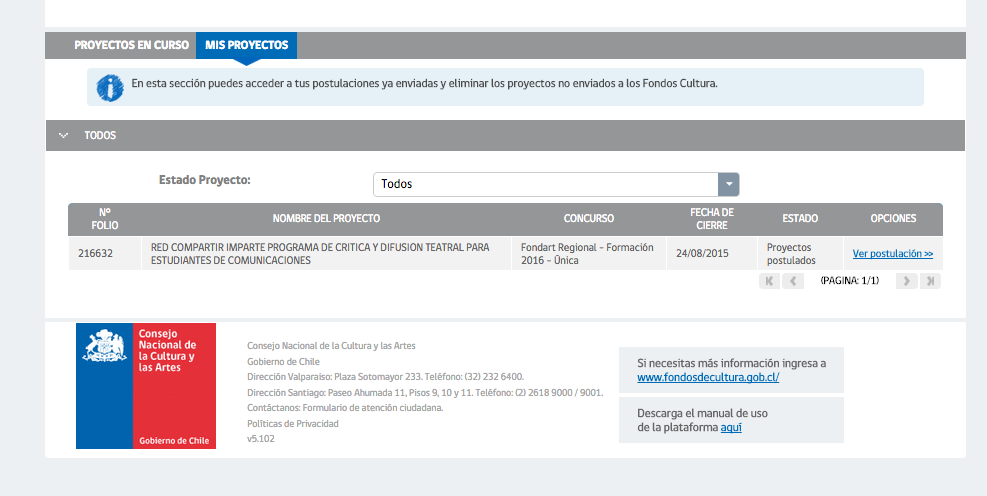 IsidoraTupper's tweet photo. @FondosCultura Estimados, hace un rato subi mi postulacion FOLIO 216632. El sistema NO me devolvió uN "ENVIADO" ¿? http://t.co/lfA9tgkv4x