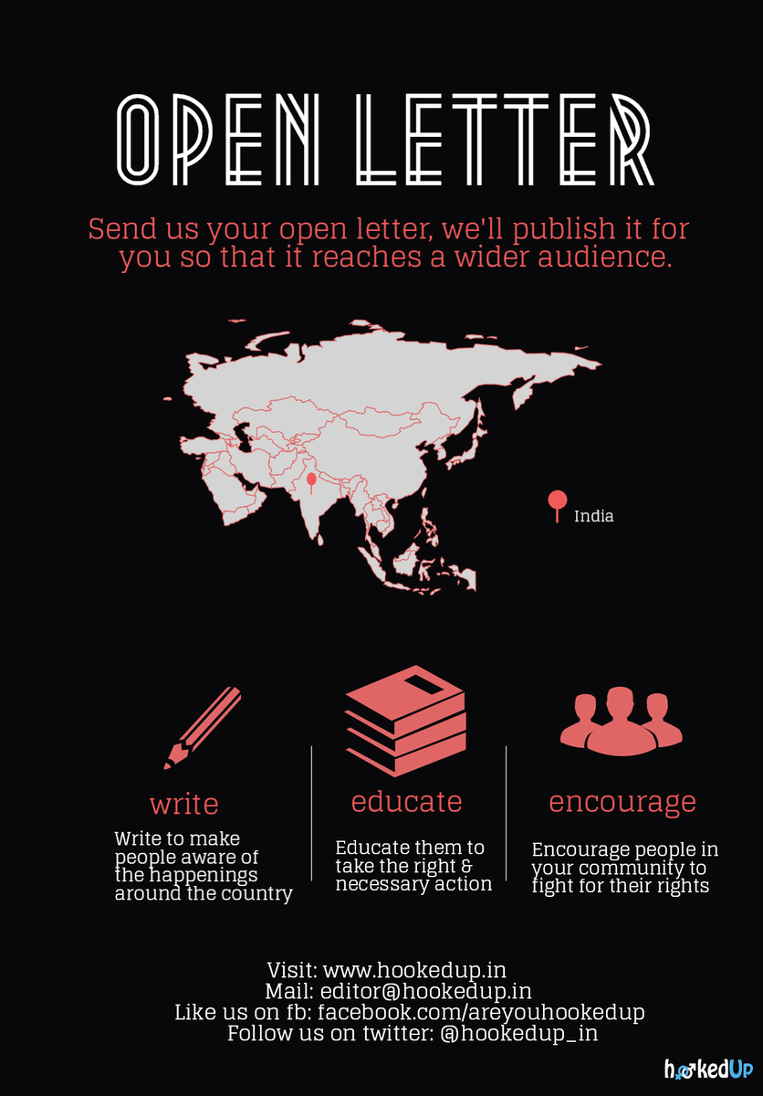 HookedUp_in's tweet photo. HookedUp proudly presents #WriteForRight a platform to share your views via an open letter to reach a wider audience http://t.co/25BLUheLhu