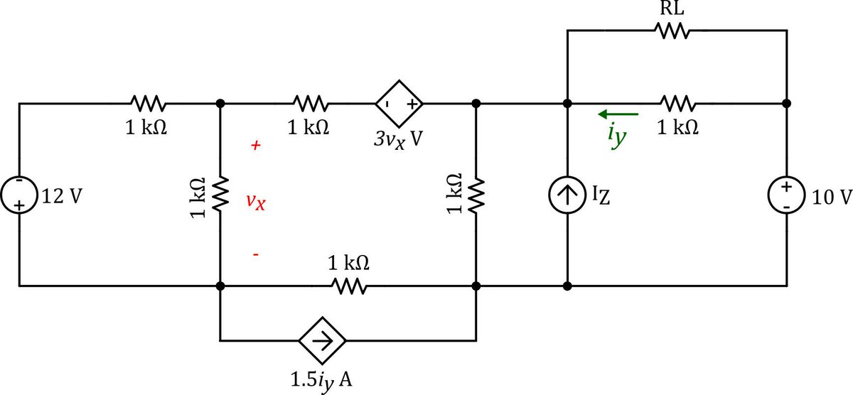 miguelaltuve's tweet image. #CircuitChallenge 2: +2 Quiz3, halle Iz para que la potencia máx entregada a la carga RL sea 1.35 kW #CircMediElec1