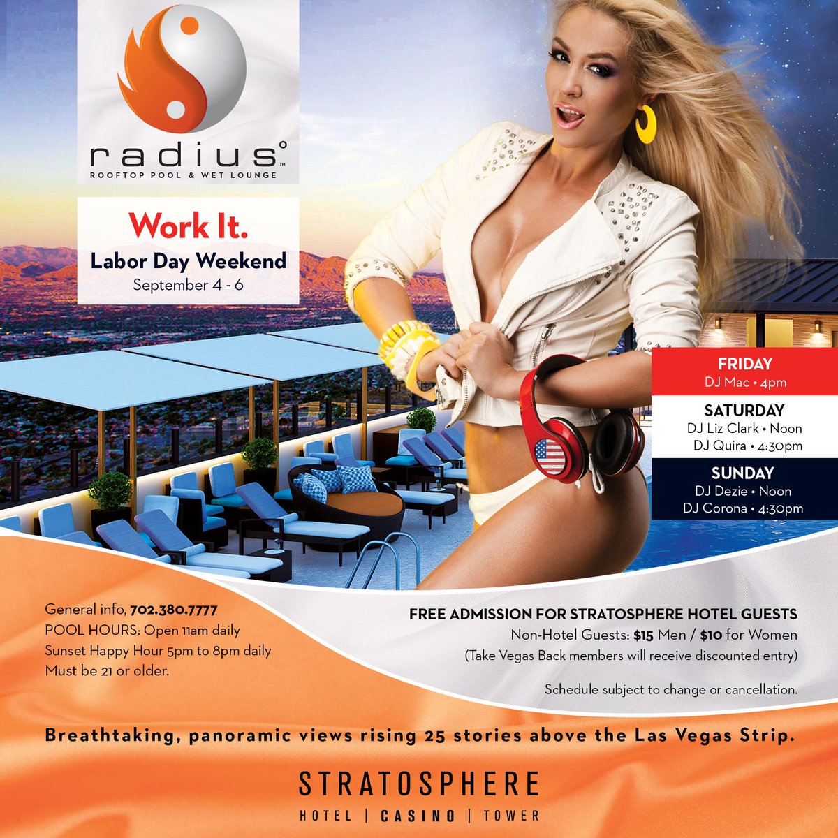 stratvegas's tweet photo. Last chance to show off your white bikini @RadiusVegas Labor Day Weekend http://t.co/ddwEFXbmSL #LaborDay #Pool Party http://t.co/xlloHMMTQd