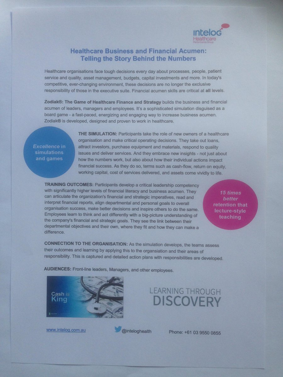 Aus premier of Zodiak Healthcare: the proven way to engage staff in improving the bottom line. See our #CHA2015 stand