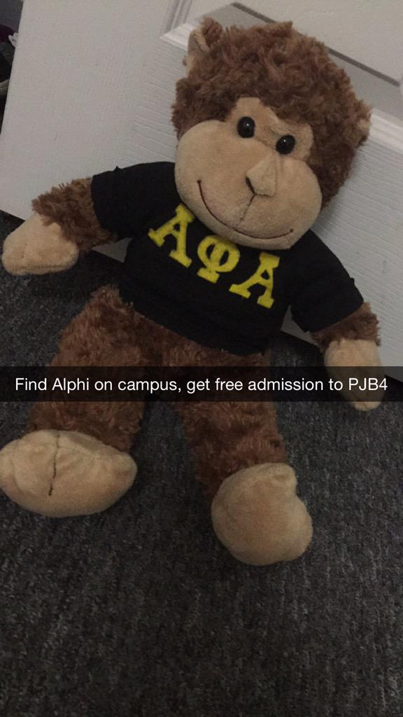 _theprodigious1's tweet photo. Find one of the Bruhs around campus with Alphi, take a pic, get in #PJB4 FREE π»π΅π http://t.co/AdkBweAE5l