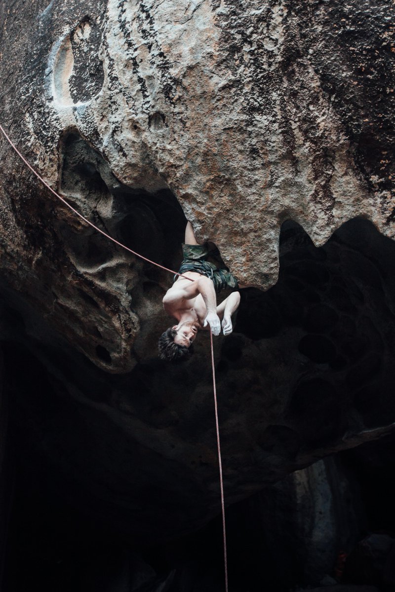 Jimmy Webb pulls a classic move: mid-climb skin check with double kneebars. YUP.