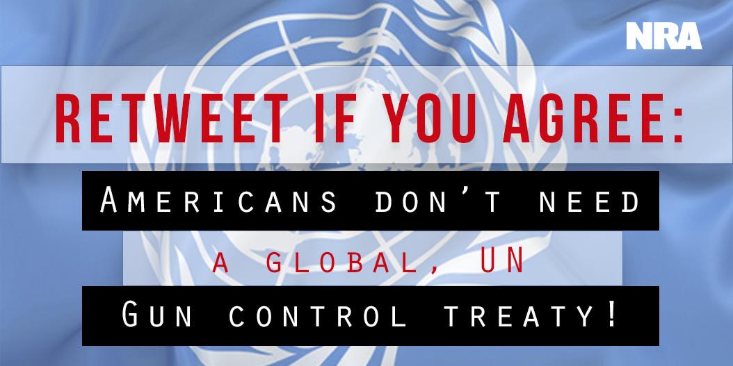 NRA's tweet image. Obama officials are discussing gun control in Mexico City at the UN Arms Trade Treaty conference...#2A