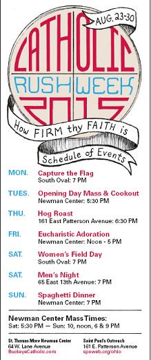 sponational's tweet photo. Catholic Rush Week happening at @OhioState this week! Check out the events: http://t.co/TLw8BM4dOM #SPOhio #Buckeyes http://t.co/2f3MCU3A5O