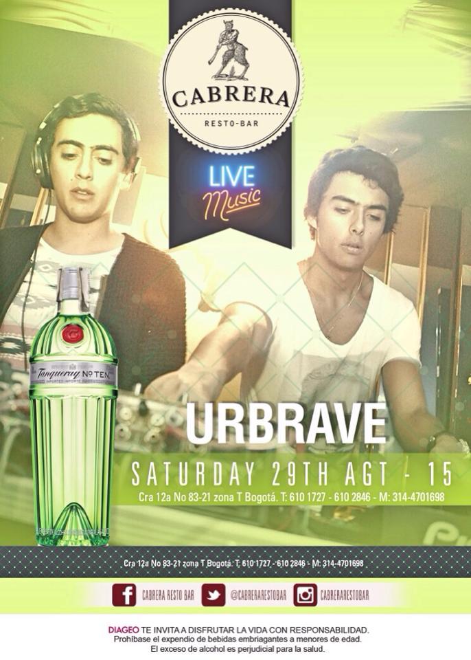 cabrerarestobar's tweet photo. Sáb 29/agos Urbrave nos trae una noche fuera de serie con música Deep House y Tech House @alejou0792 @JuanBravoGarci1 http://t.co/5HIqO9LsEr